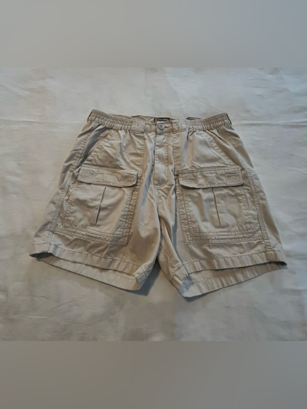 Talos Men's Beige Cargo Shorts with Elastic Waist 38” Rise 12” Length 5 1/2” EUC